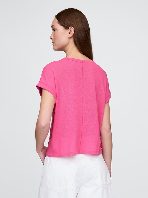 Image number 3 showing, Linen-Blend Roll-Cuff T-Shirt