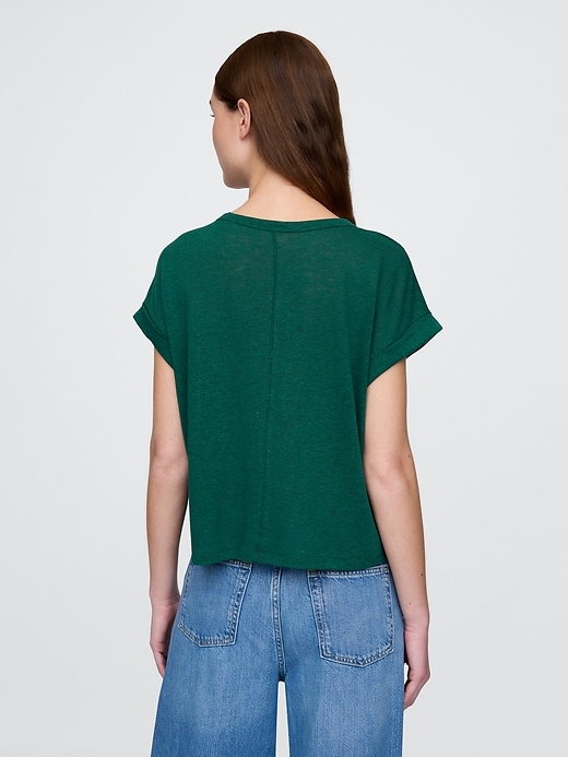 Image number 3 showing, Linen-Blend Roll-Cuff T-Shirt