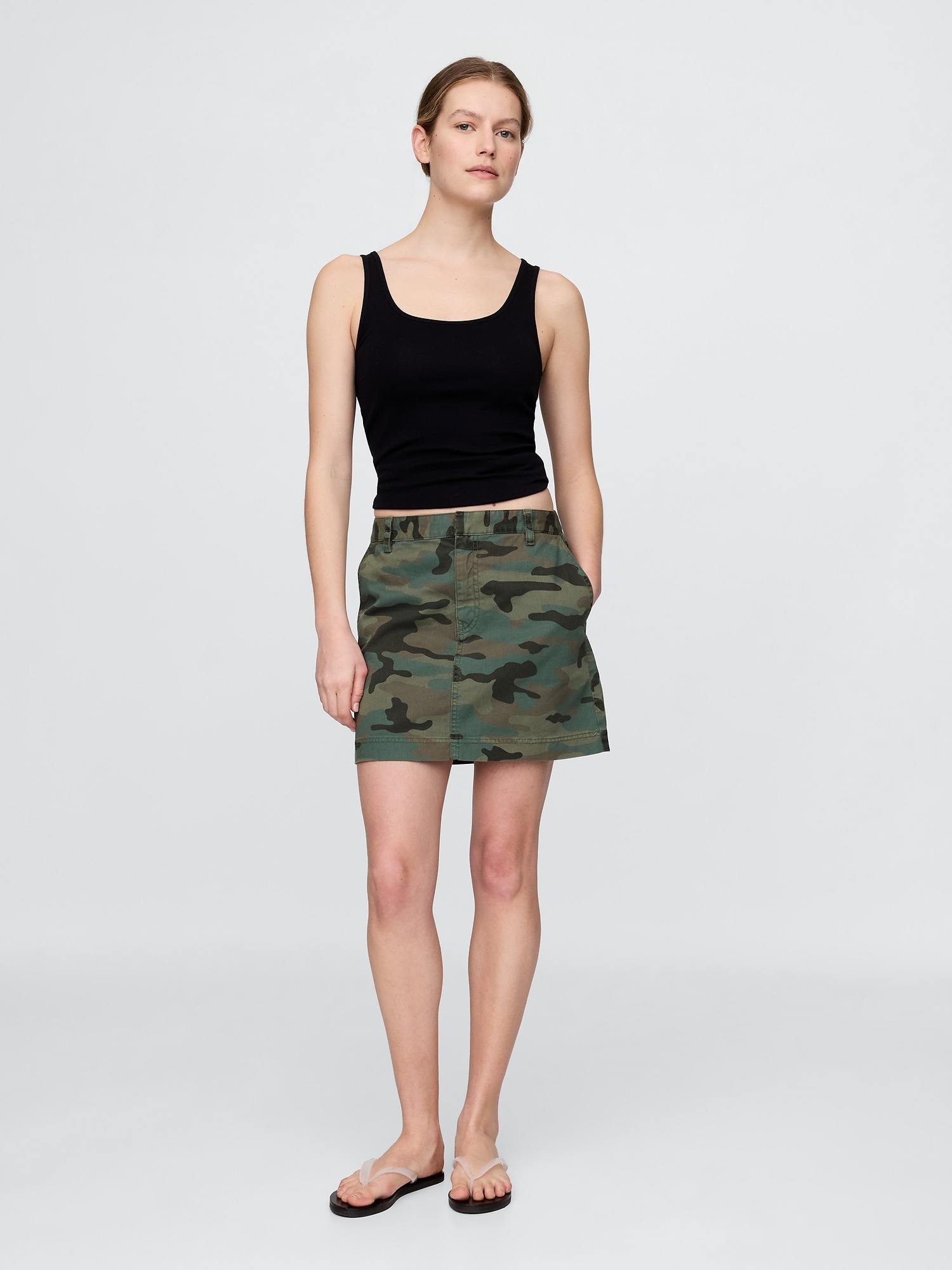Low Rise Camo Mini Skirt