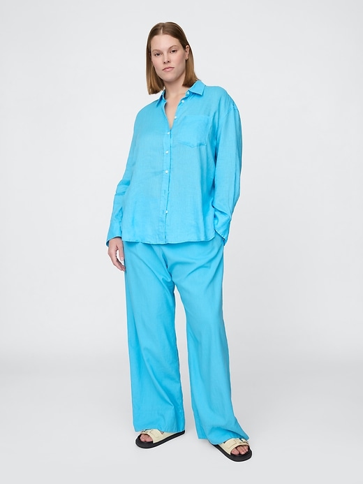 Image number 6 showing, Linen-Blend Easy Wide-Hem Pants
