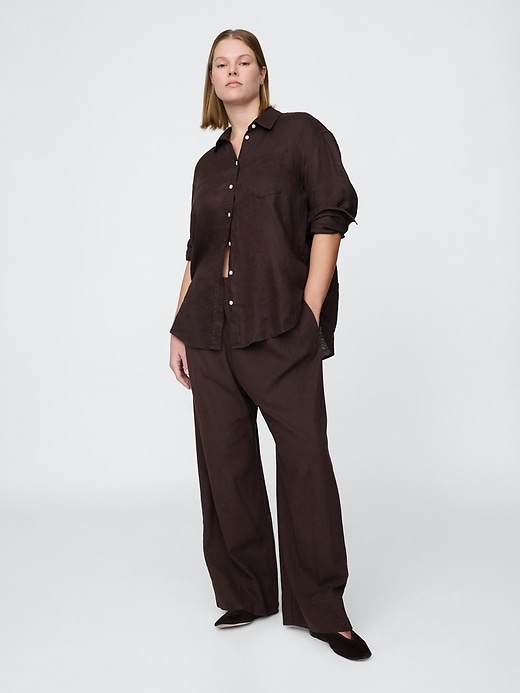 Image number 6 showing, Linen-Blend Easy Wide-Hem Pants