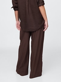 Linen-Blend Easy Wide-Hem Pants