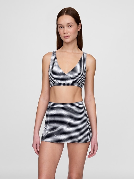 Image number 3 showing, Seersucker Gingham Crossover Bikini Top