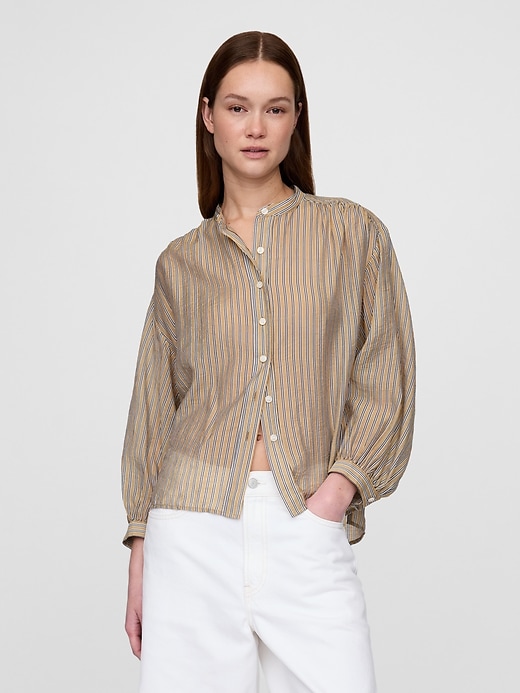 Image number 1 showing, Sheer Button-Front Shirt