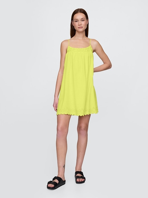Image number 1 showing, Cotton Gauze Embroidered Swing Dress