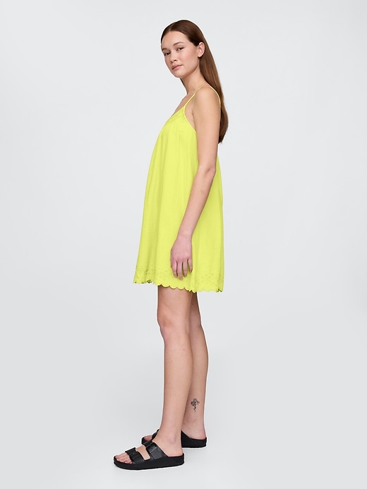Image number 3 showing, Cotton Gauze Embroidered Swing Dress