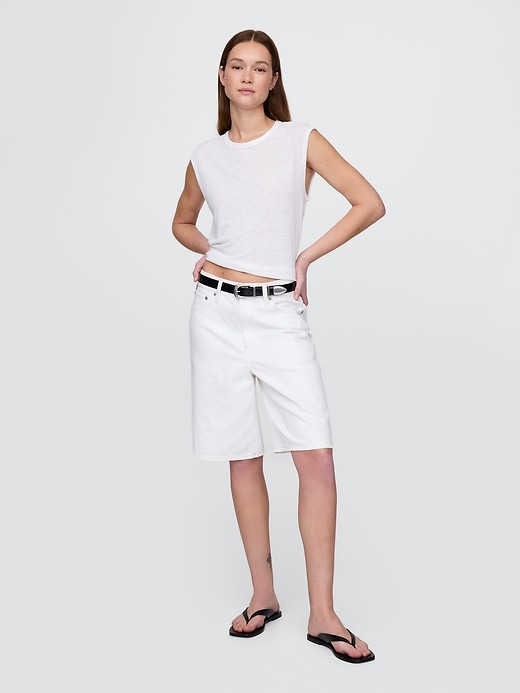 Image number 2 showing, Linen-Blend Crewneck Shell Tank Top
