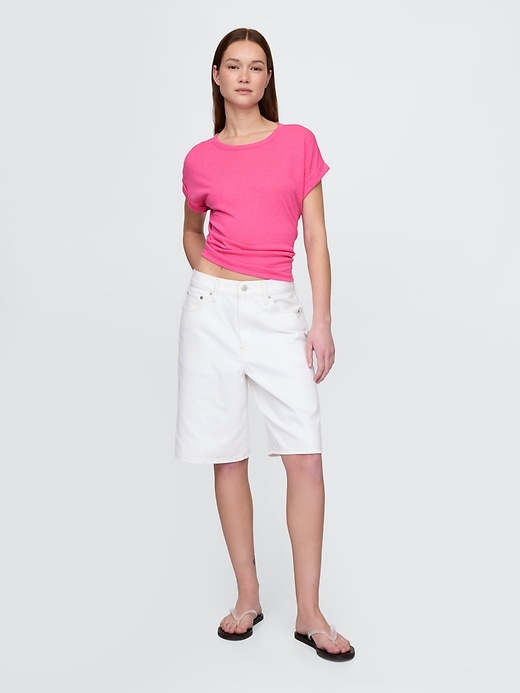 Image number 2 showing, Linen-Blend Roll-Cuff T-Shirt