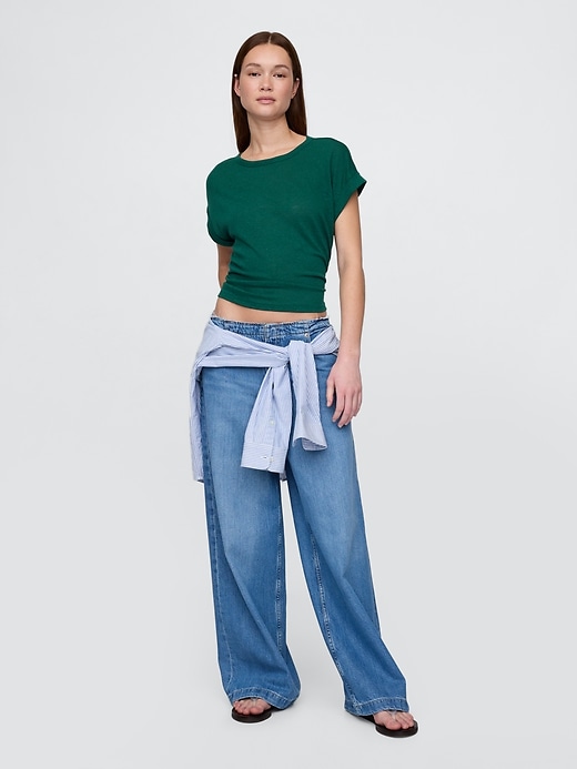 Image number 2 showing, Linen-Blend Roll-Cuff T-Shirt
