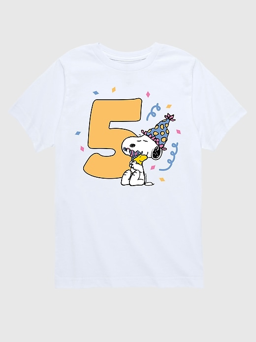 Image number 1 showing, Toddler Peanuts 5th Birthday Short Sleeve Graphic T-Shirt