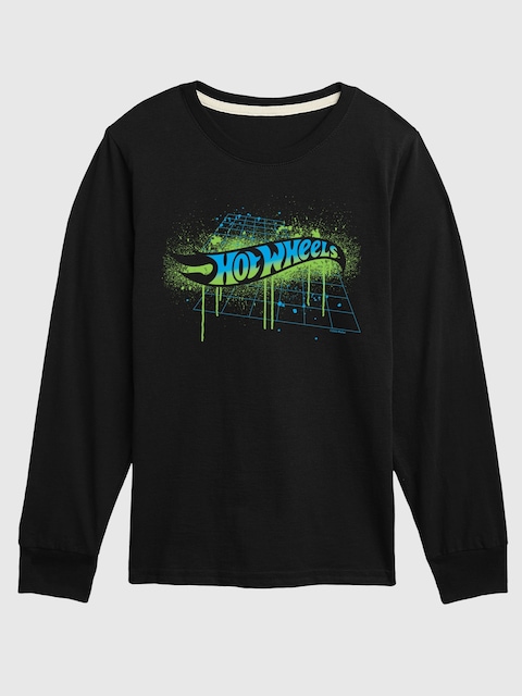 Kids Hot Wheels Logo Spray Paint Long Sleeve Graphic Tee