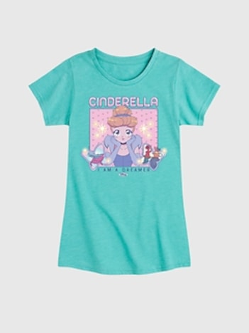 Kids Disney Princess Kawaii Anime Cinderella Fitted Short Sleeve Graphic Tee