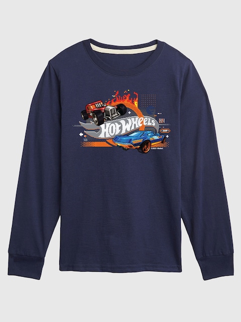 Kids Hot Wheels 8 Bit Pixelated Game Cars Long Sleeve Graphic Tee