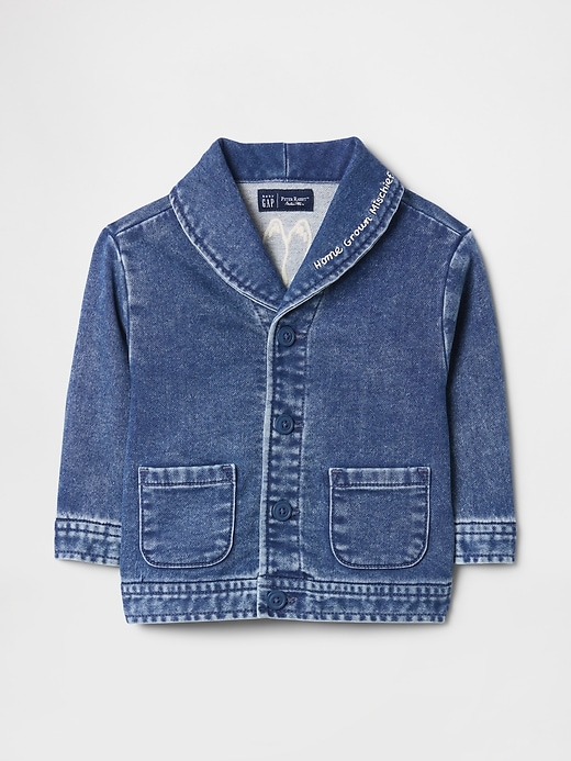 Image number 2 showing, Baby Peter Rabbit™ Knit Denim Shawl Cardigan