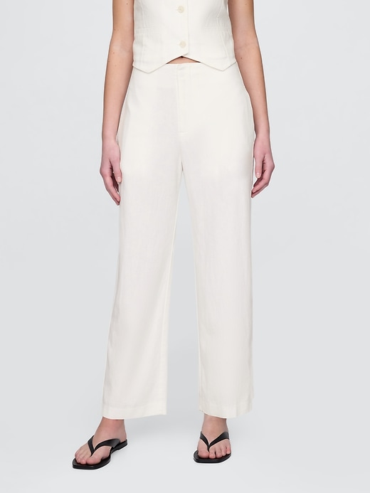 Image number 2 showing, Linen-Blend Relaxed Straight Ankle Pants
