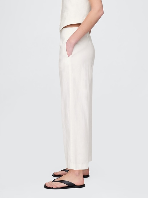 Image number 3 showing, Linen-Blend Relaxed Straight Ankle Pants
