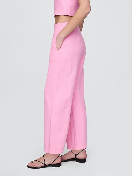 Image number 3 showing, Linen-Blend Relaxed Straight Ankle Pants