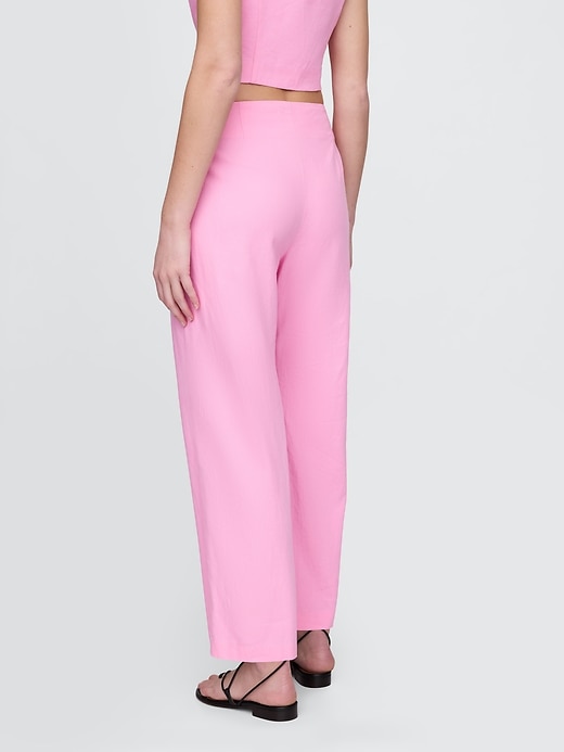 Image number 4 showing, Linen-Blend Relaxed Straight Ankle Pants