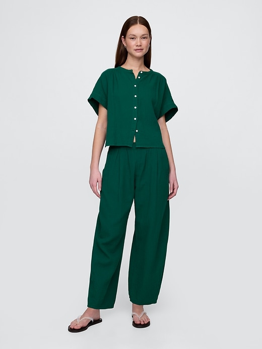 Image number 1 showing, Crinkle Gauze Easy Barrel Pants