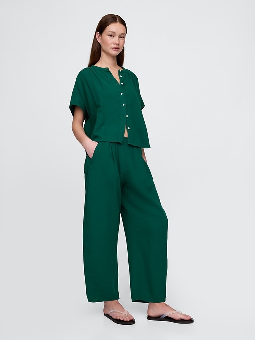 Image number 9 showing, Crinkle Gauze Easy Barrel Pants