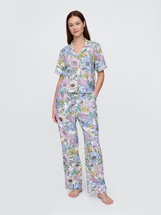 Image number 1 showing, Linen-Blend PJ Pants