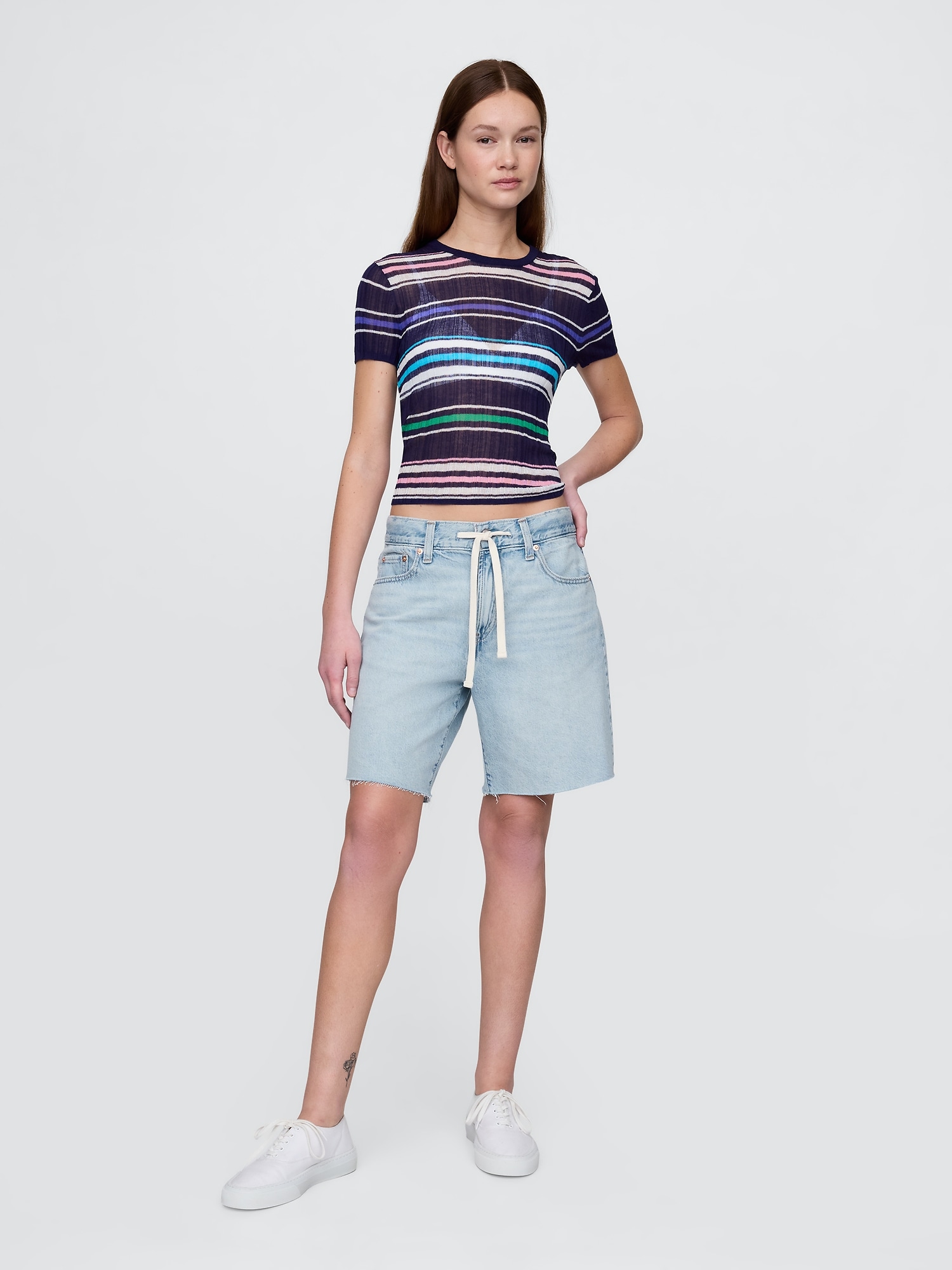 8" Mid Rise '90s Loose Denim Bermuda Shorts