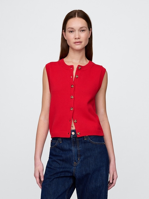 Image number 1 showing, Cropped Cardigan Sweater Vest