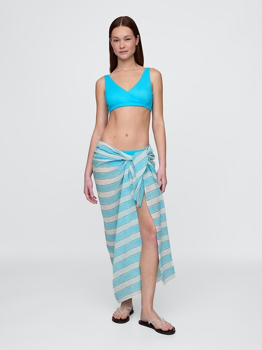 Image number 1 showing, Linen-Cotton Striped Sarong