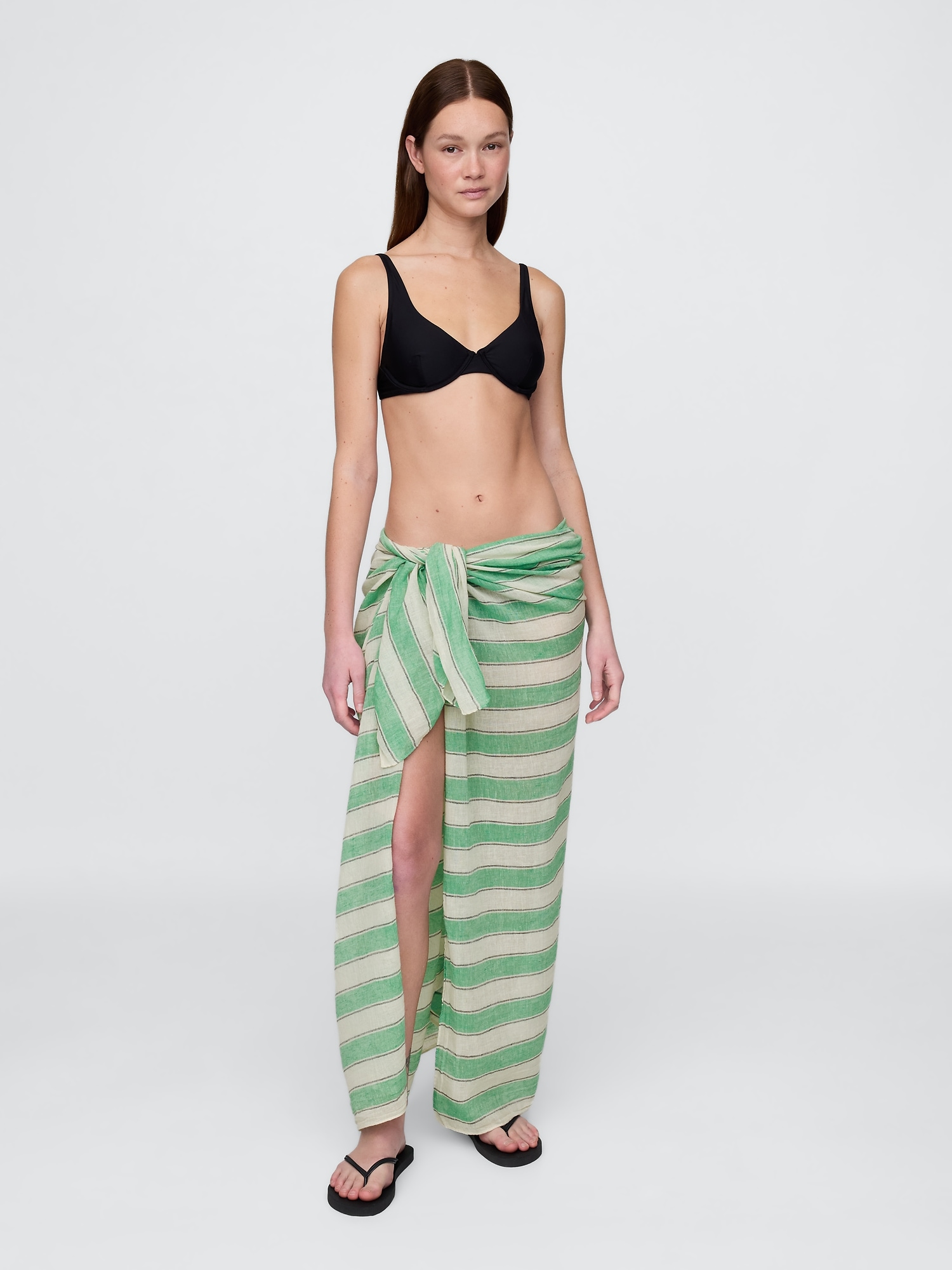 Linen-Cotton Striped Sarong