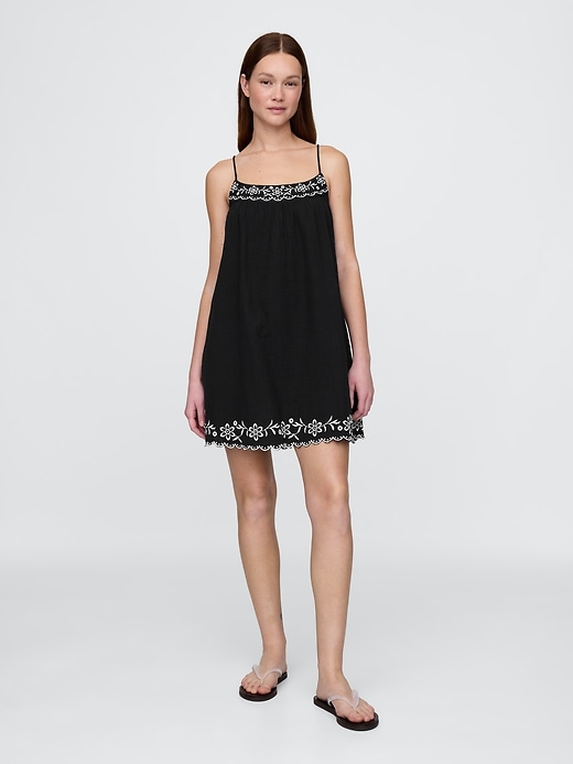 Image number 1 showing, Cotton Gauze Embroidered Swing Dress