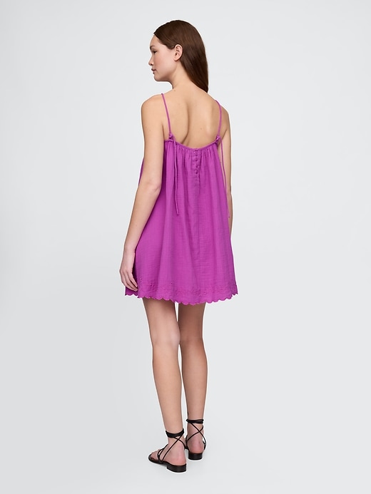 Image number 2 showing, Crinkle Gauze Embroidered Swing Dress