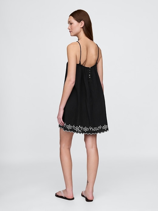 Image number 2 showing, Cotton Gauze Embroidered Swing Dress