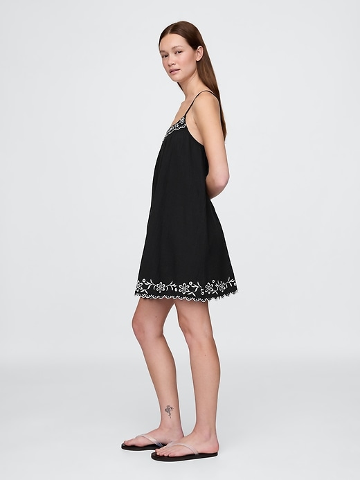 Image number 3 showing, Cotton Gauze Embroidered Swing Dress