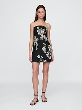 Linen-Blend Mini Dress