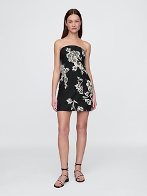 Linen-Blend Mini Dress