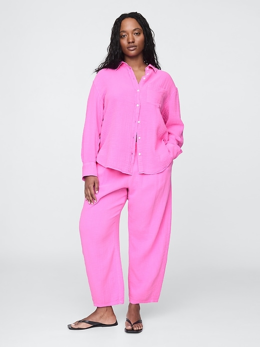 Image number 5 showing, Crinkle Gauze Easy Barrel Pants