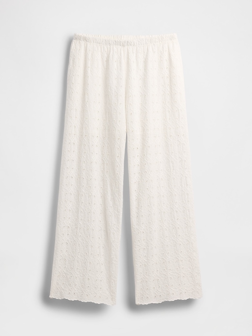 Image number 7 showing, Mid Rise Eyelet Easy Wide-Leg Pants