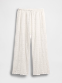 Mid Rise Eyelet Easy Wide-Leg Pants
