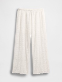 Mid Rise Eyelet Easy Wide-Leg Pants