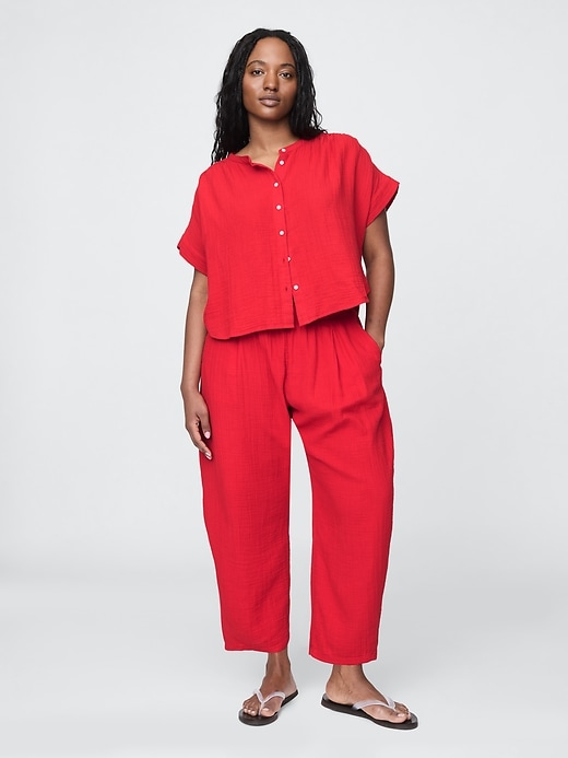 Image number 5 showing, Crinkle Gauze Easy Barrel Pants