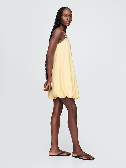Image number 3 showing, Linen-Blend Mini Bubble Dress