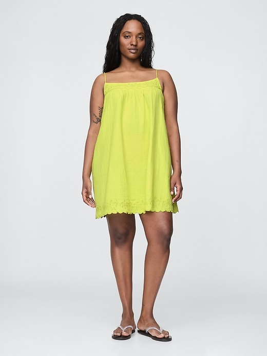 Image number 4 showing, Cotton Gauze Embroidered Swing Dress
