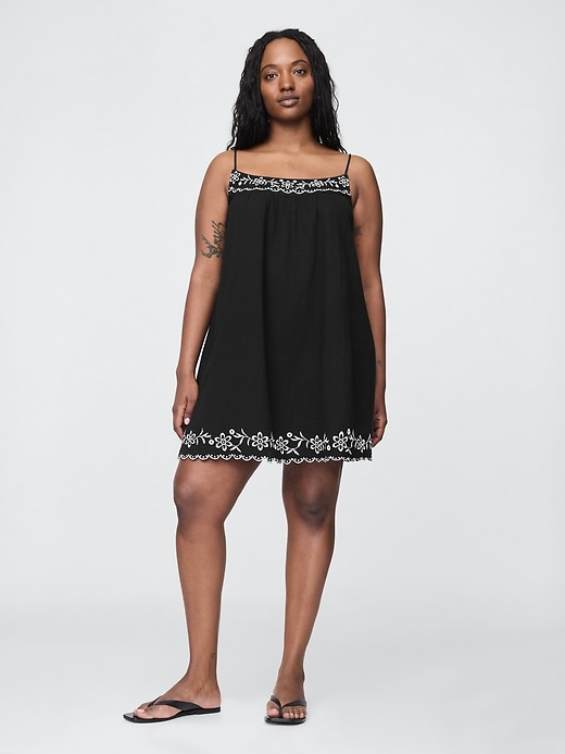 Image number 4 showing, Cotton Gauze Embroidered Swing Dress