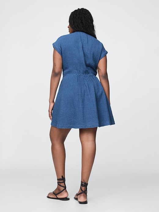 Image number 5 showing, Crinkle Gauze Denim Mini Shirtdress