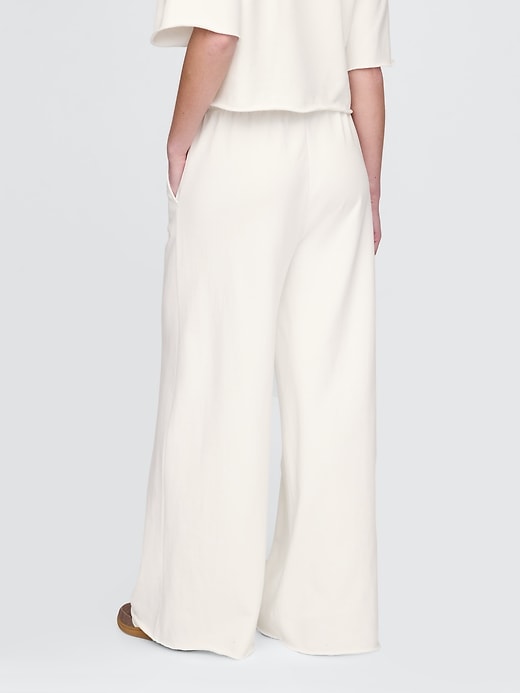 Image number 3 showing, French Terry Wide-Leg Rolled Hem Sweatpants