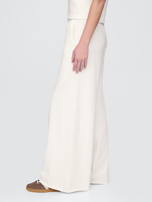 Image number 4 showing, French Terry Wide-Leg Rolled Hem Sweatpants