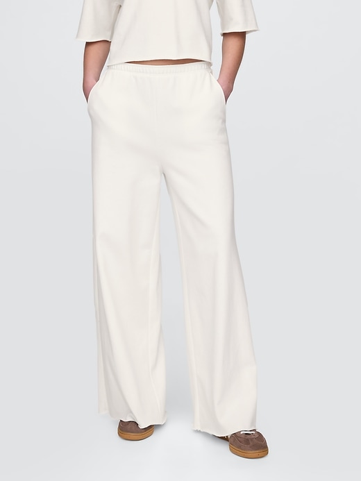 Image number 2 showing, French Terry Wide-Leg Rolled Hem Sweatpants