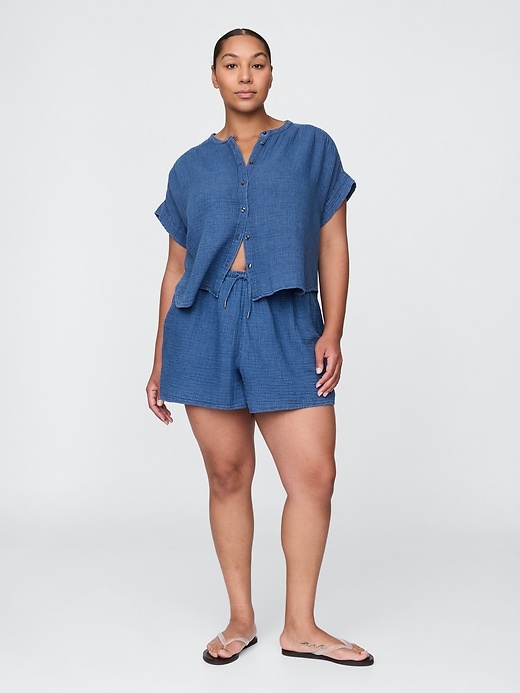 Image number 5 showing, Crinkle Gauze Denim Easy Shorts