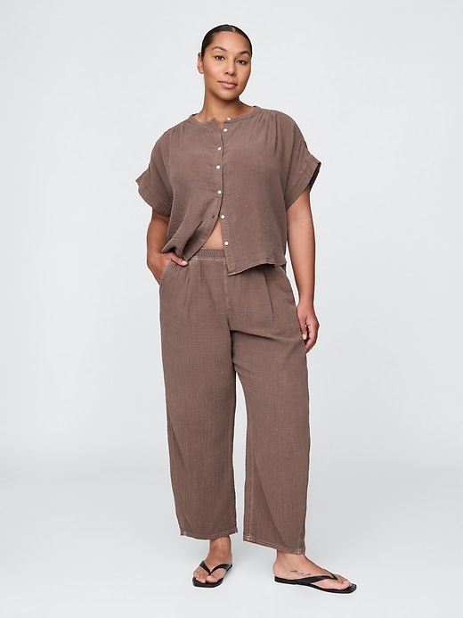 Image number 5 showing, Crinkle Gauze Easy Barrel Pants