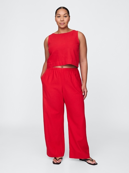 Image number 5 showing, Linen-Blend Easy Wide-Hem Pants